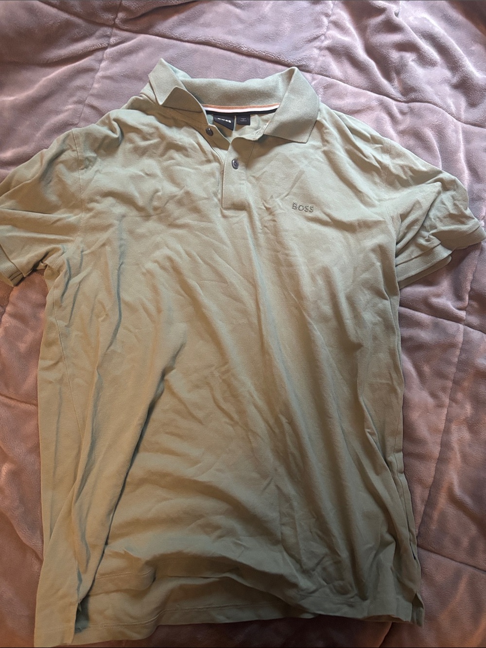 BOSS Short-Sleeve Polo in Olive Green